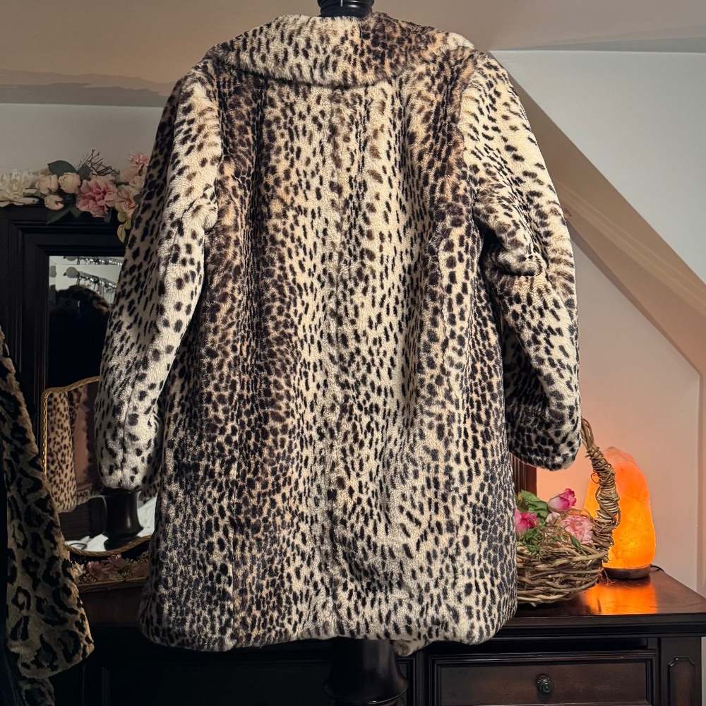 Anthropologie Plush Fur Animal Print Coat xs/small - Picture 2 of 13